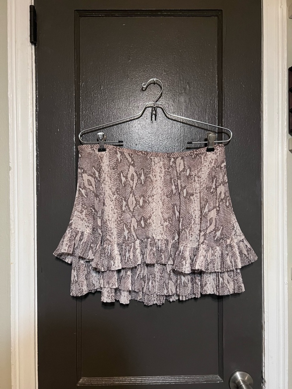 Ruffled Snake Print Mini Skirt